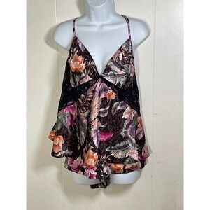 Linea Donatella Women's Floral Lace Pajama Set Camisole Shorts XL